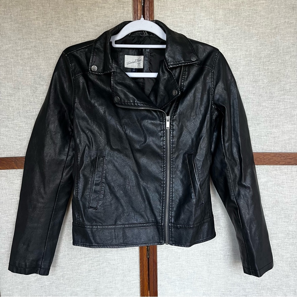 Universal Thread Black Faux Leather Biker Jacket - XS